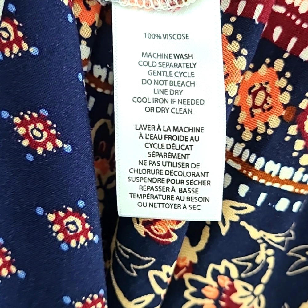 BEACH LUNCH‎ LOUNGE Women's Boho Navy Coral Long Sleeve Dress - Size Medium - Picture 8 of 12